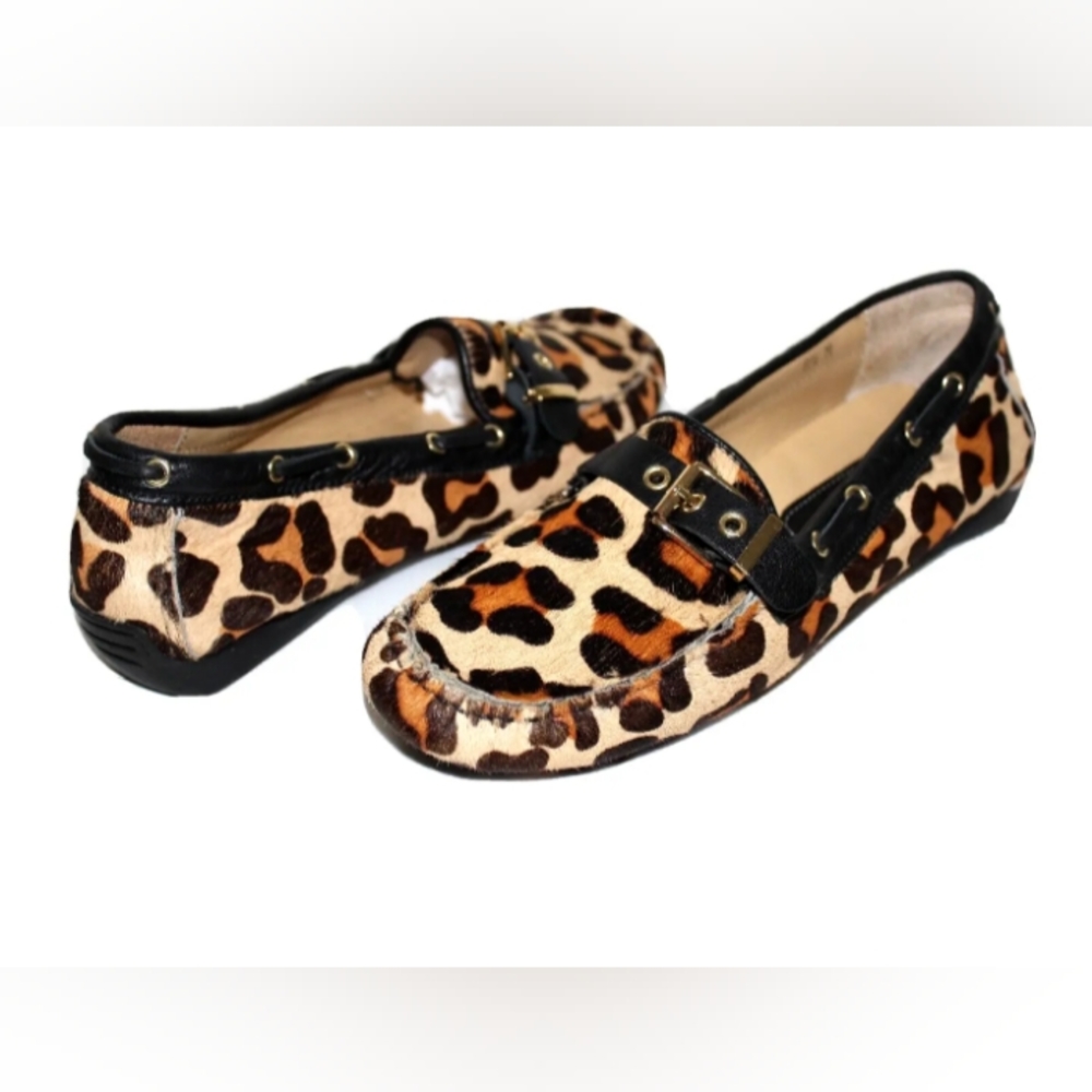 VanEli Italian Luxe Style Cheetah Calf-Hair Fur Leather Driving Loafer 8.5 US